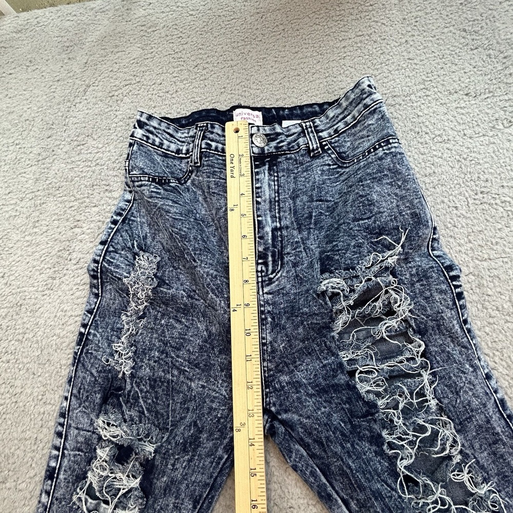 Universal Fashion Jeans Women's11 Blue High Waist Distressed Skinny Straight Leg - Picture 10 of 16